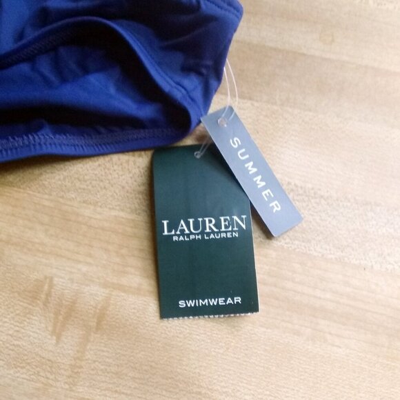 NWT Ralph Lauren LR7DA93 - Blue Bikini Swim Bottom Hipster Brief Beach Club Sz 4 - Picture 2 of 6